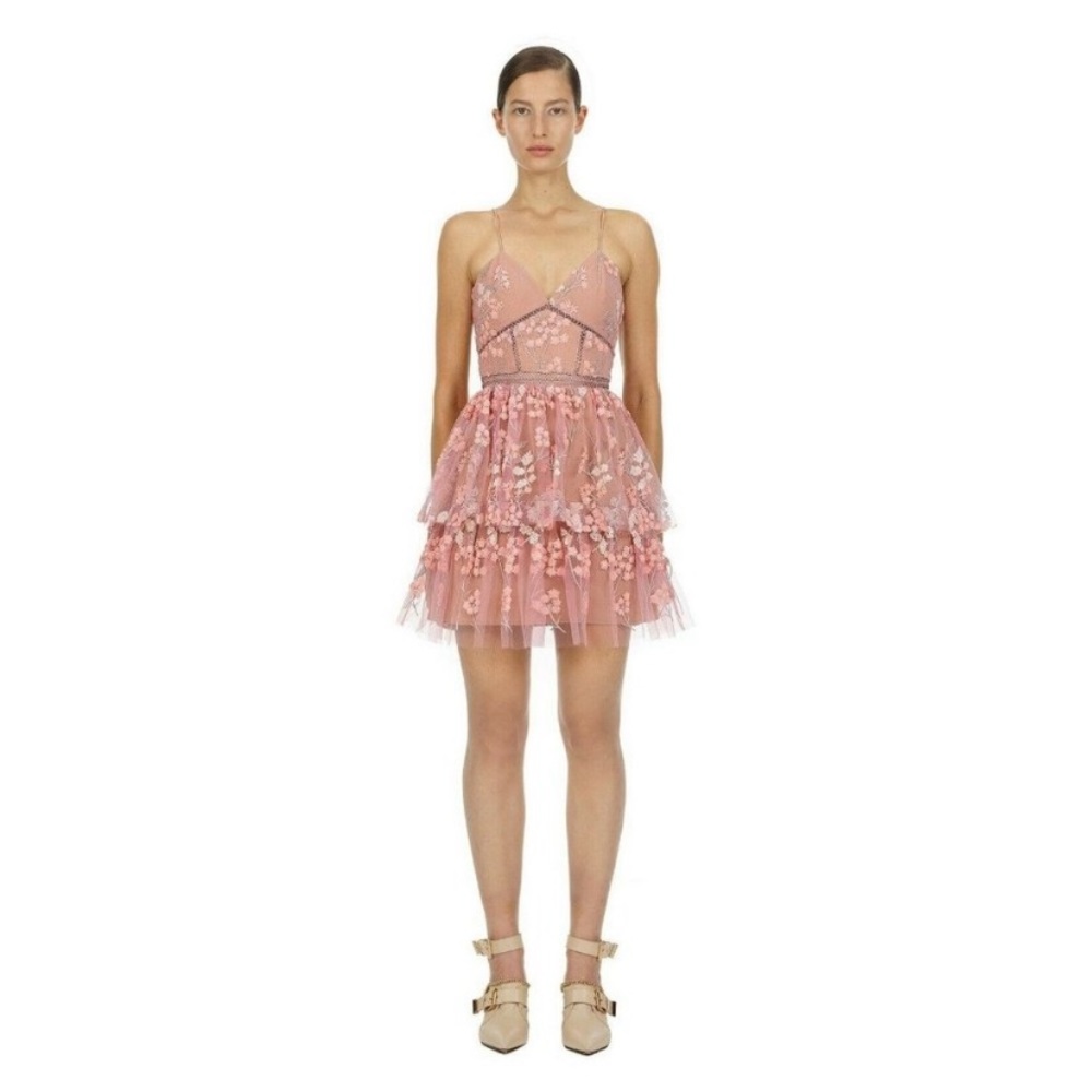 Self-Portrait floral embellished mini dress